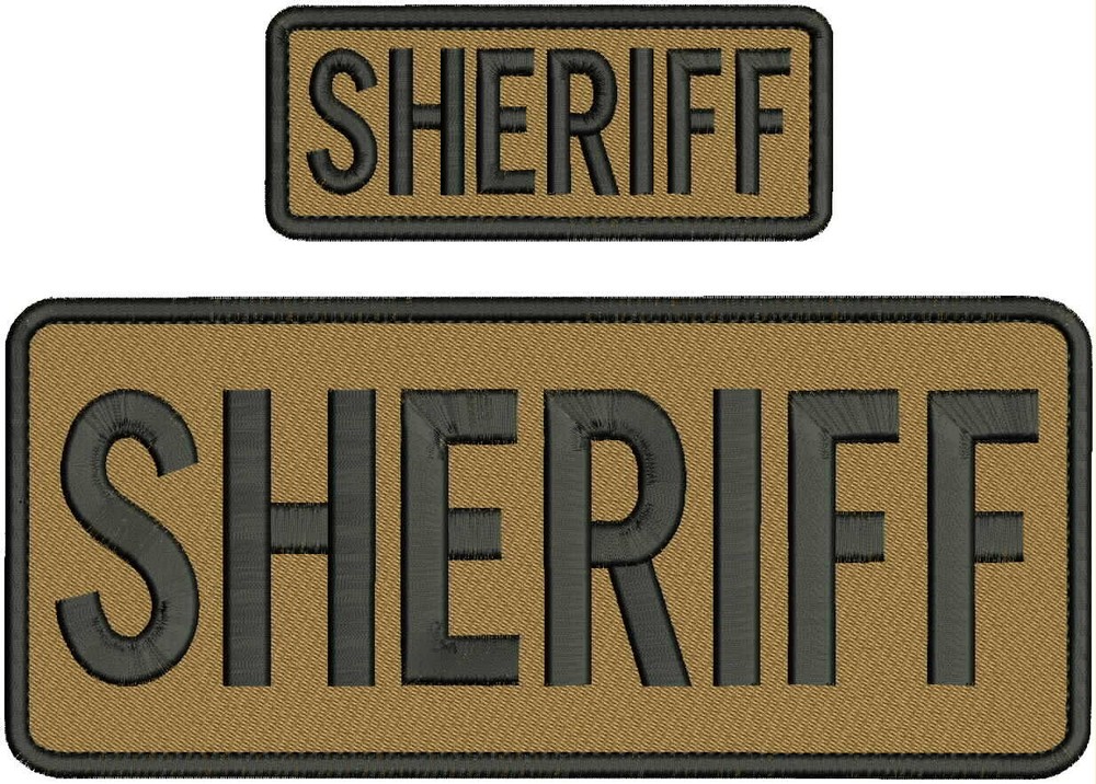 SHERIFF EMB PATCH 10X4 & 5X2 hook on back black on coyote brown