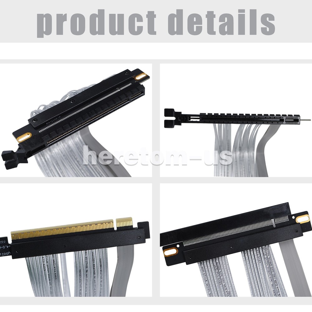 PCIE 4.0 Extension Cable 16x High Speed GPU Riser Graphics Card 180 Degree Cable