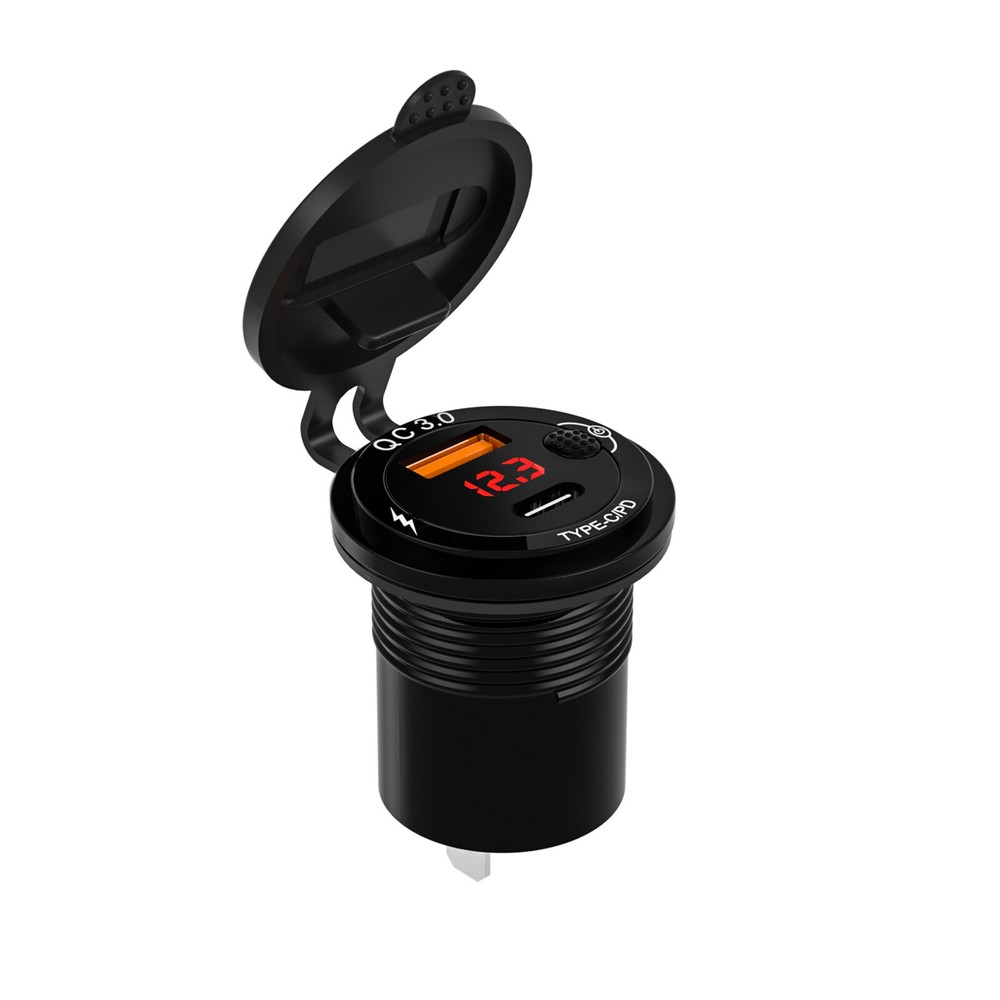 USB Type-C Car Phone Charger Socket Fast Charging Outlet Adapter W/Power Switch