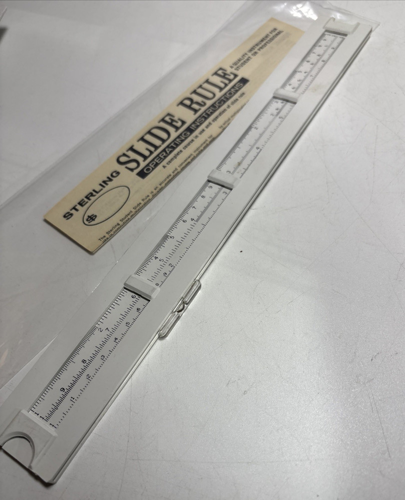 Vintage Sterling Precision 11" Plastic Slide Rule w/ Instructions No Case