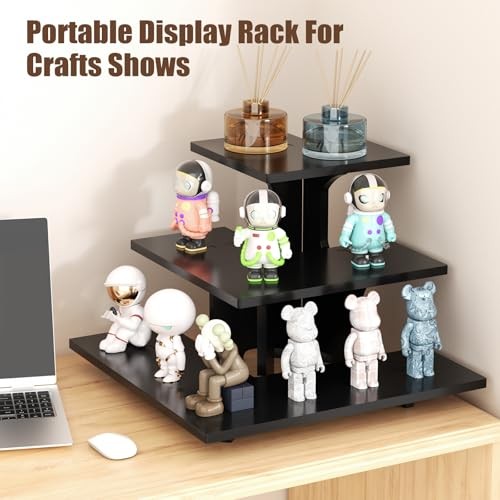 3 Tier Display Stand Portable Shelf for Display Shelves for Corner Black