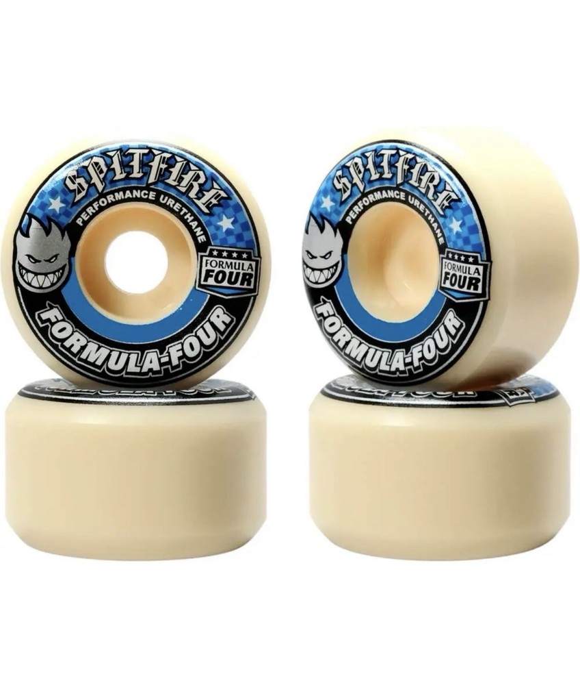 54mm 99A - Spitfire Formula Four Skateboard Wheels - Radials - White/Blue