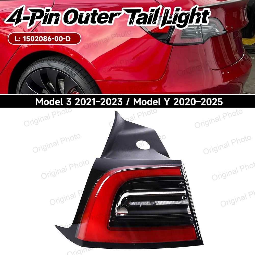 4Pin Left Tail Light Assembly for 2021-2024 Tesla Model 3 Rear Driver Side Brake