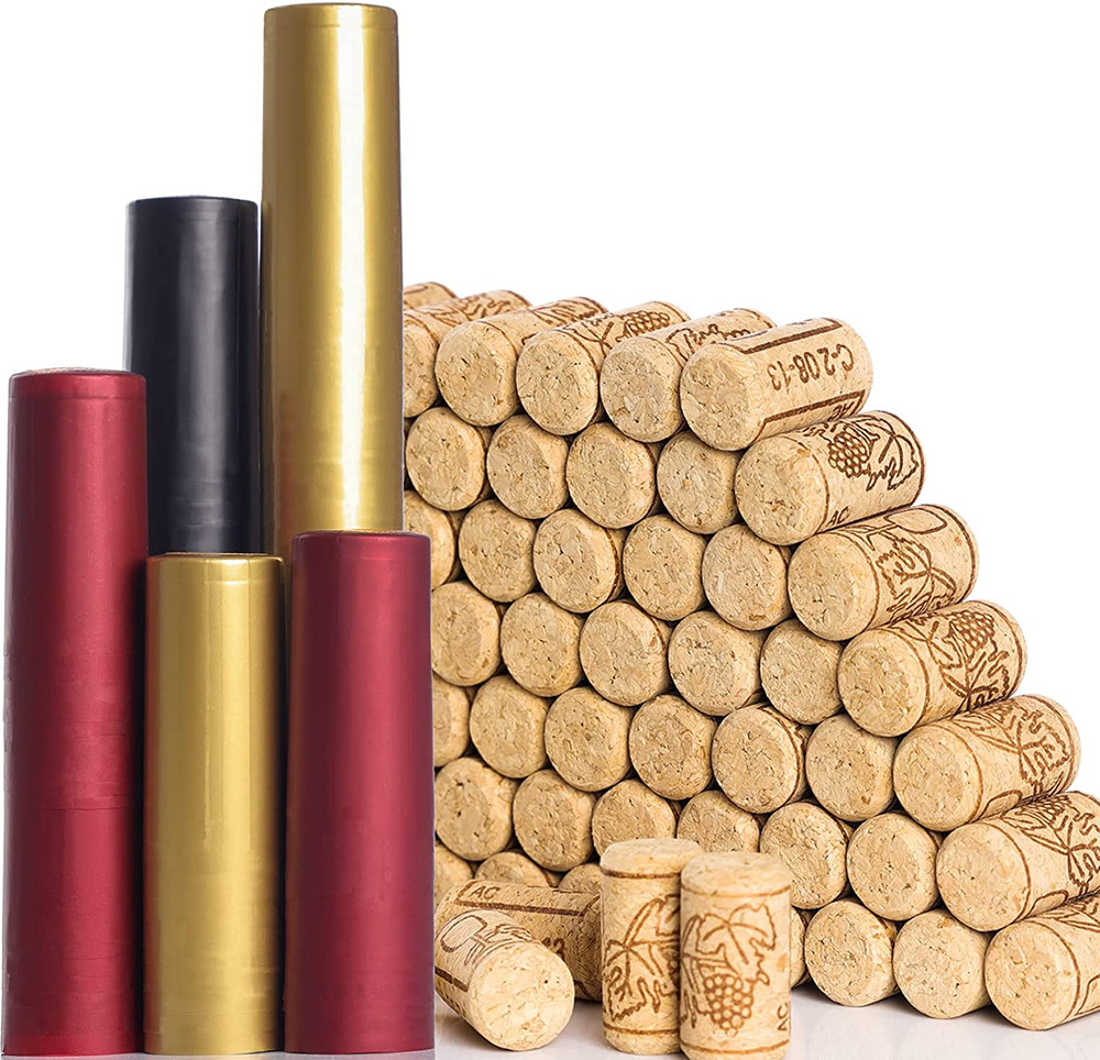 200 PCS Wine Bottle Corks and Seals, 100 Count Natural Wine Corks and 3 Colors (