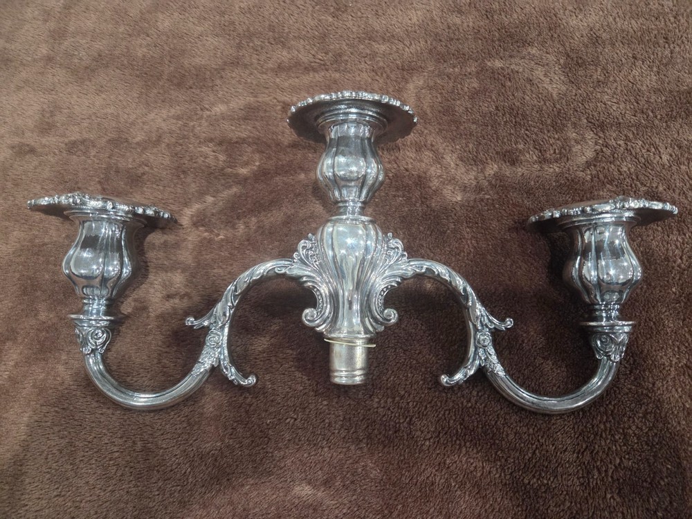 Beautiful Wallace Baroque Silverplate 3 Light Candelabra 14"