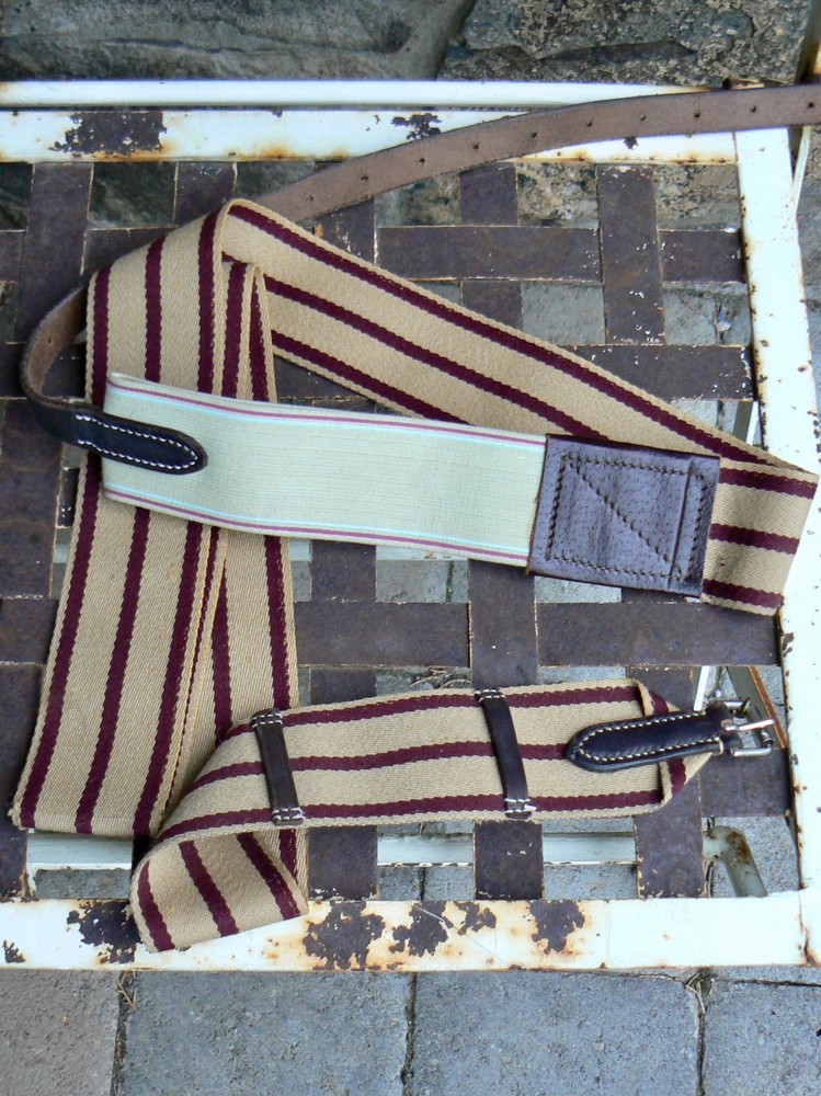 Striped Surcingle to Secure Blanket Unbranded Buckle Strap Web Elastic Leather