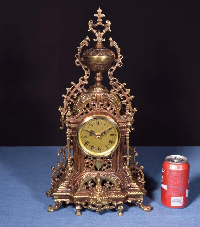 Vintage Neo Gothic Bronze Clock Battery Powered Clock Works