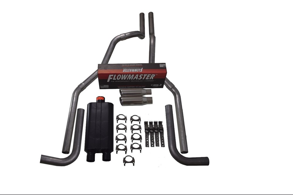 96-99 Chevy GMC 1500 2.5" Dual Exhaust Flowmaster 50 Side Exit Clamp on Tip