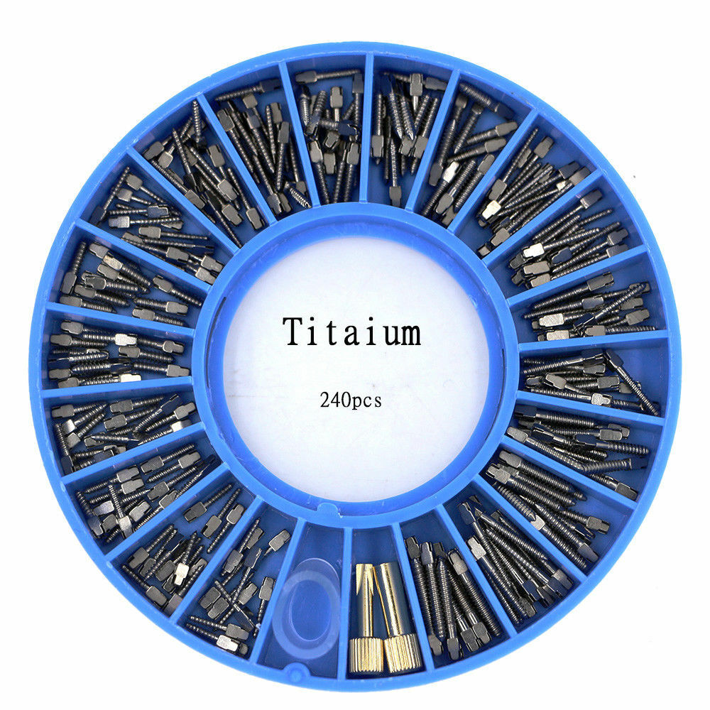 240/pack Dental Pure Titanium Assorted Conical Screw Posts Kits Refills Endo