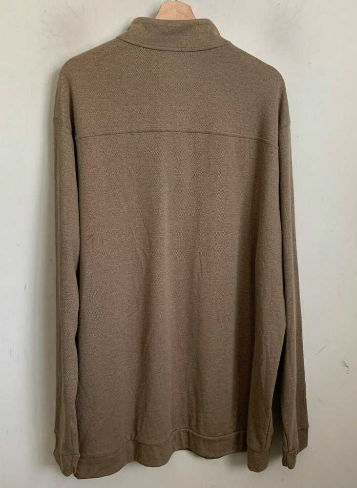 Roundtree Yorke Performance Shirt Pullover Khaki 1/4 Zip Pockets (3 Sizes) NEW
