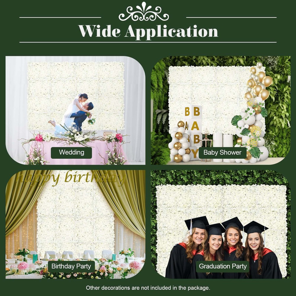 20 Pcs Silk Artificial Hydrangea Flower Wall Panels Wedding Backdrops Mats White