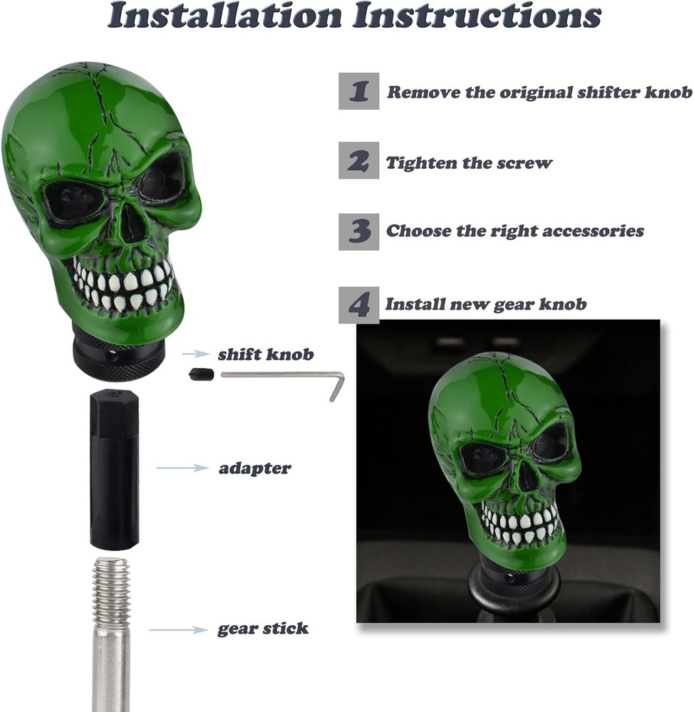 Shifter Knobs Devil Shift Knob Gear Stick Lever Grip Handle fit M Color: Green