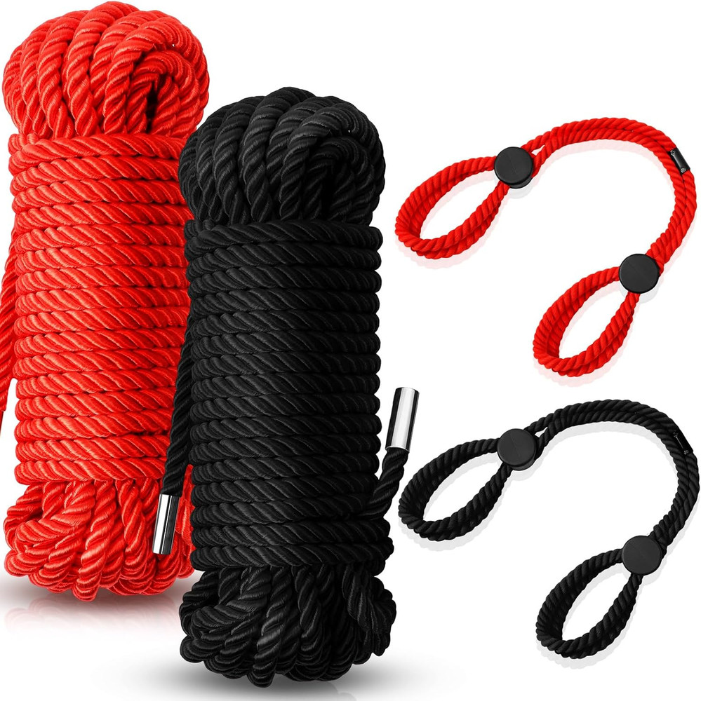 4 Pcs Valentine Craft Rope Kit - Includes 2 Bundles Soft Silk Cords & 2 Adjustab