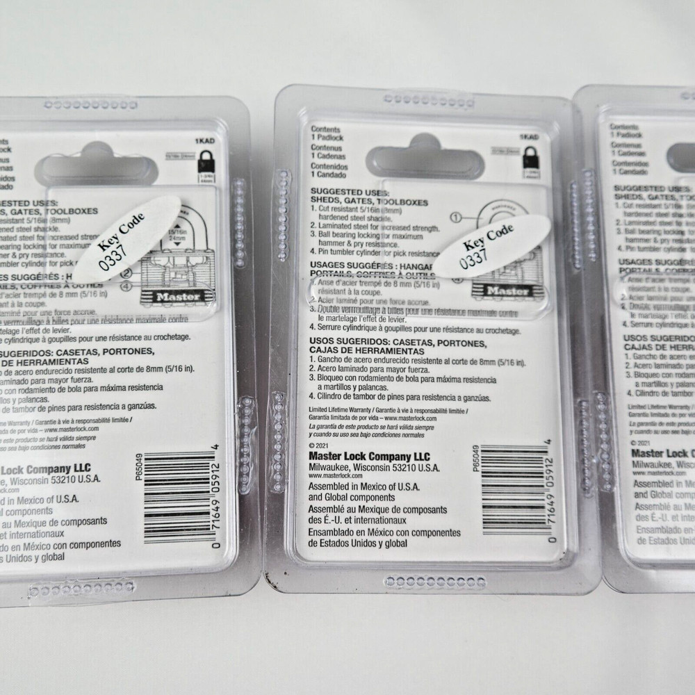Master Lock 1KAD 15/16" Lock 3pk