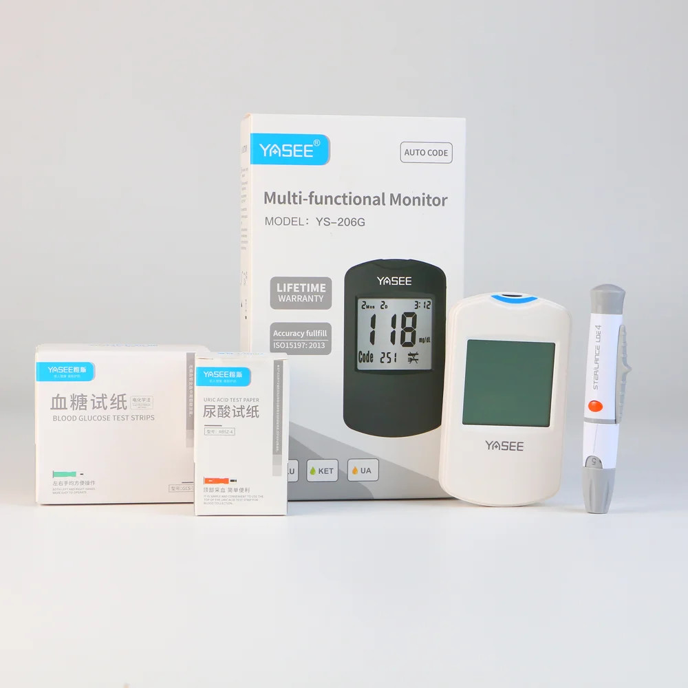 3-in-1 Multi-Function LCD Blood Glucose, Ketone, and Uric Acid Testing Meter
