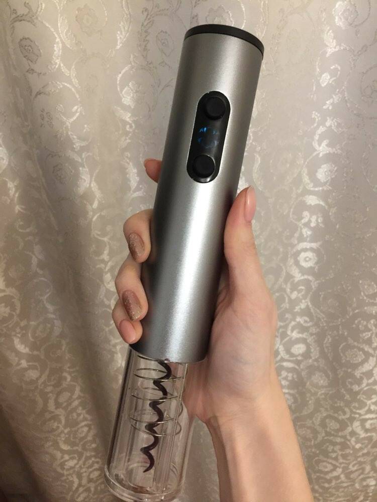 Electric Wine Bottle Opener, Automatic Corkscrew with Foil Remover (Silver)