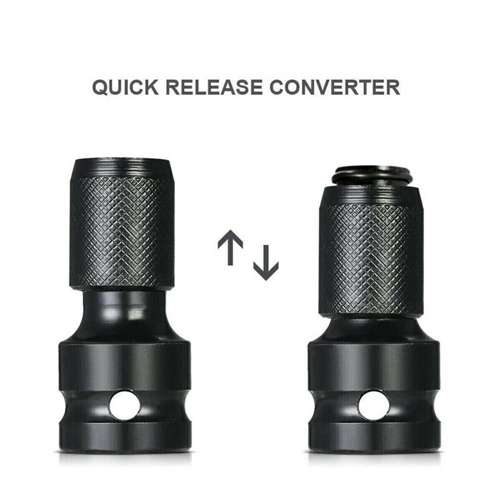 2Pcs Quick Release 1/2" Square To 1/4" Hex Ratchet Socket Impact Wrench Socket