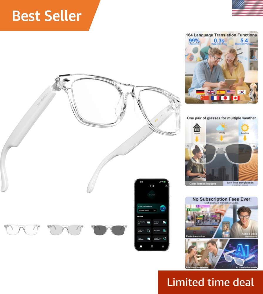 AI Glasses for 165 Languages, Music Function & Automatic Lens Adjustment
