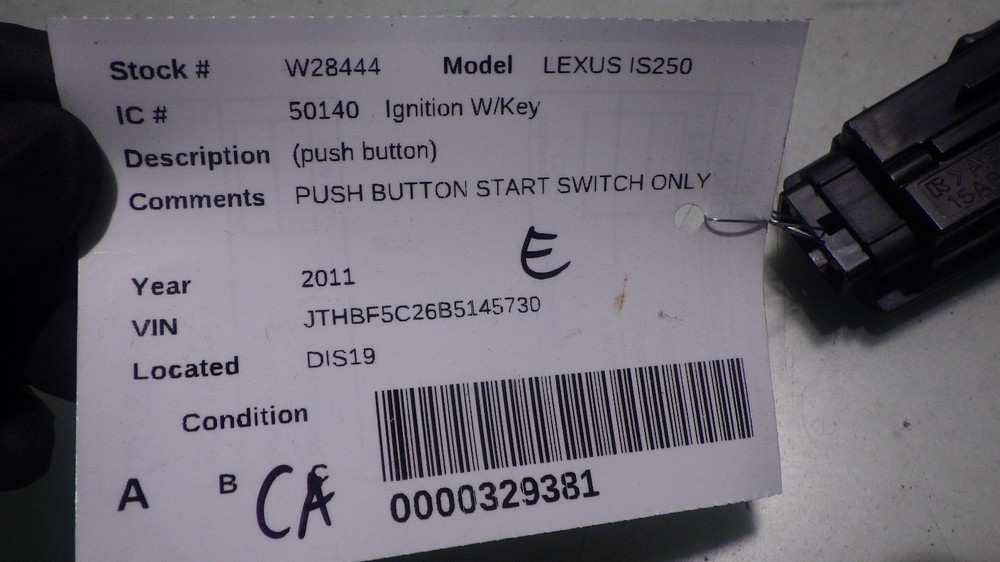 11 LEXUS IS250 Push Button Start Switch