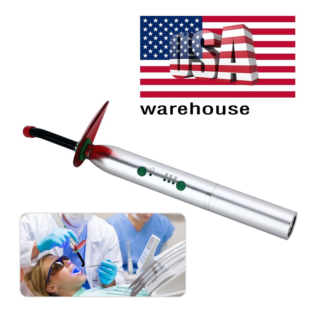 Dental LED Curing Light Cordless 1 Second Cure Light Lamp Metal Head 3Modes