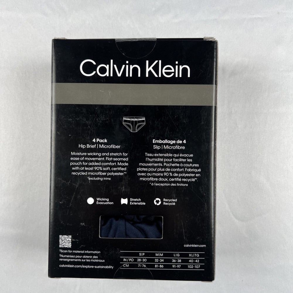 Calvin Klein Men`s 4-Pack Microfiber Hip Briefs Size XL