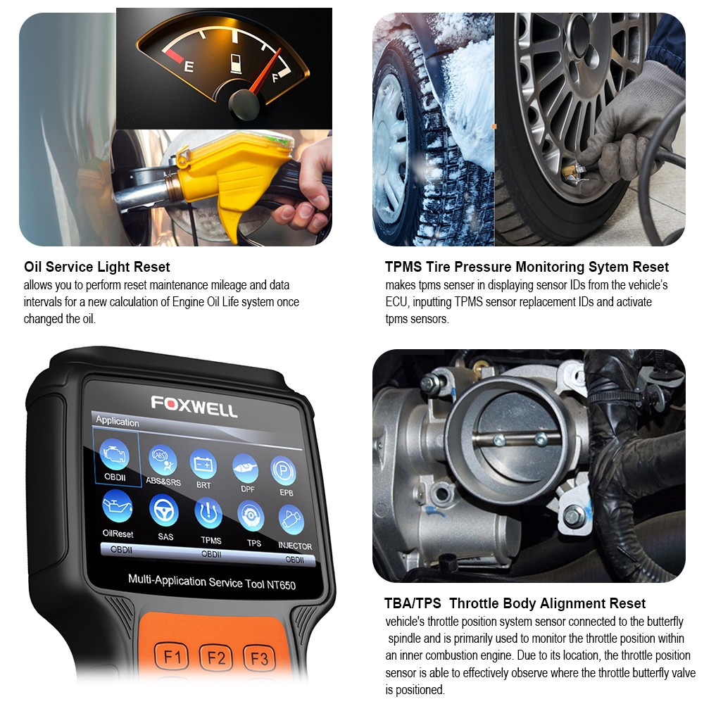 Foxwell NT650 Elite Auto OBD2 Scanner Diagnostic ABS EPB SRS TPMS DPF Injector