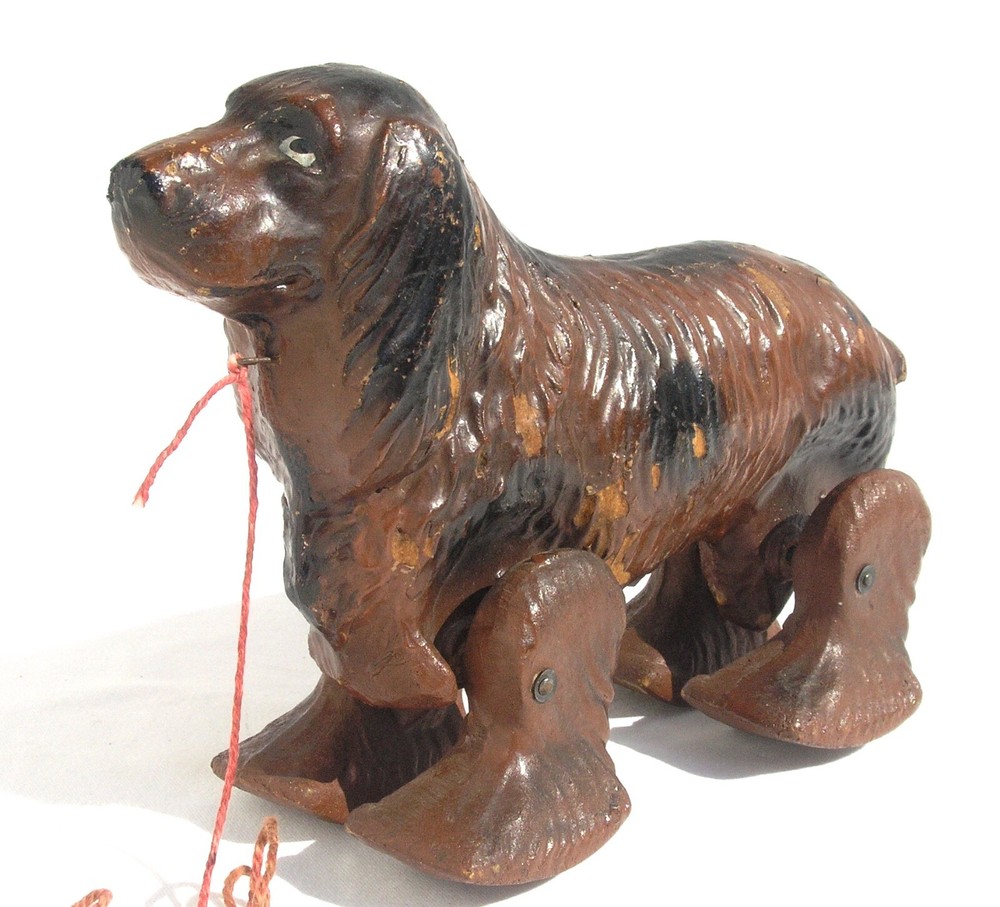 Vintage Noma Brown Dog Pull Toy Composite Material