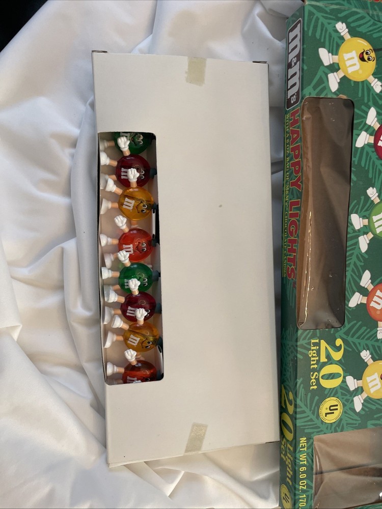 Two Vintage Collectible M&M Happy Light String Set-20 Light Set, NIB