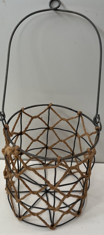 Wire net handled baskets set 4” Boho