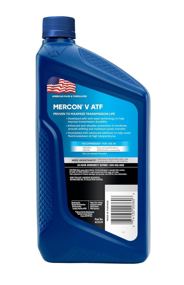 Valvoline Mercon V Automatic Transmission Fluid 1 Quart 822345