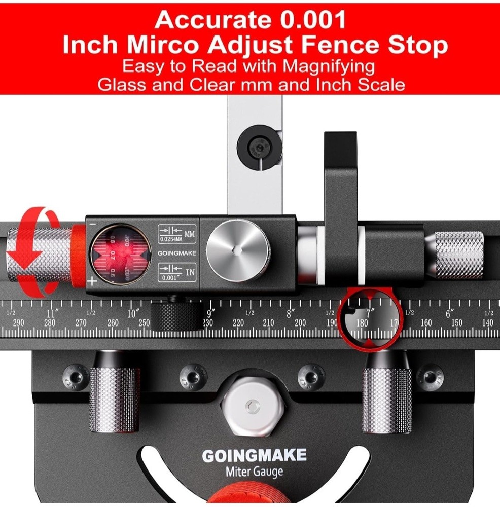 Goingmake Table Saw Miter Gauge with Micro Adjustable Flip Stop Extendable NEW