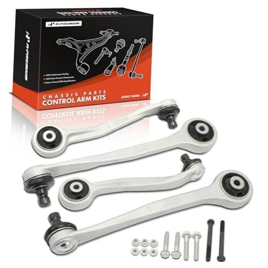 Set of 4, Front Upper Control Arm with Ball Joint Compatible with Audi A4/A4