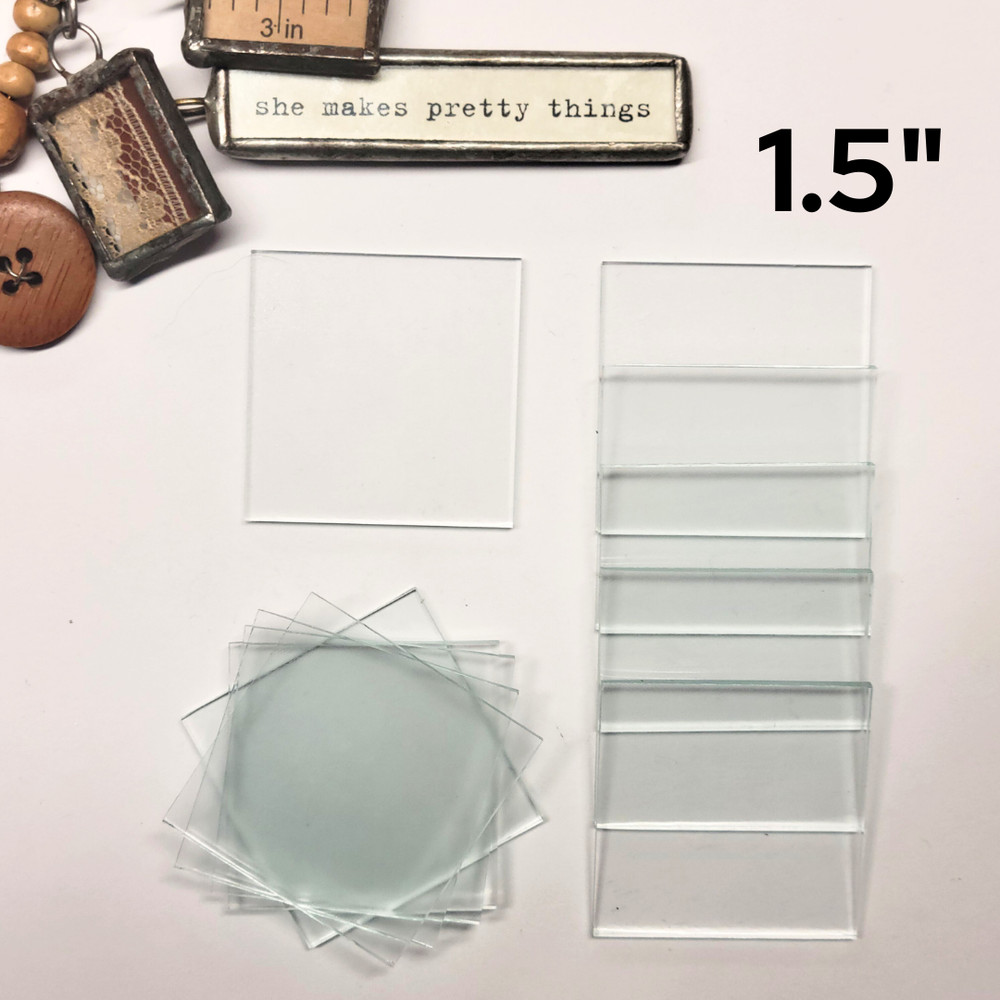 1-1/2" Square Clear Flat Glass (1.5 inch) | 30 Pack