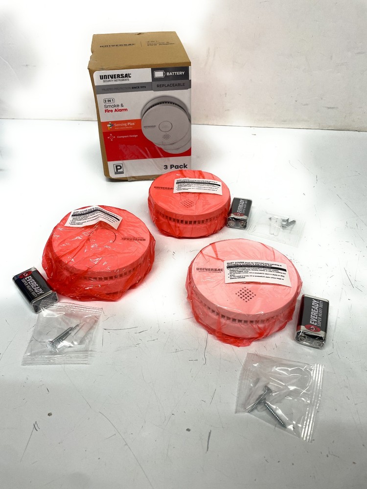 Universal Security Instruments Replaceable 2 In 1 Smoke & Fire Alarm, 3-Pack