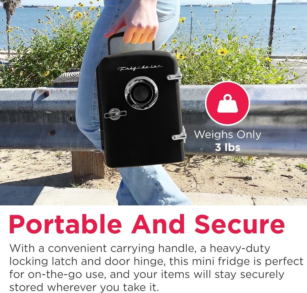 Frigidaire Mini Portable Personal Home Office Fridge Cooler Blutooth Speaker