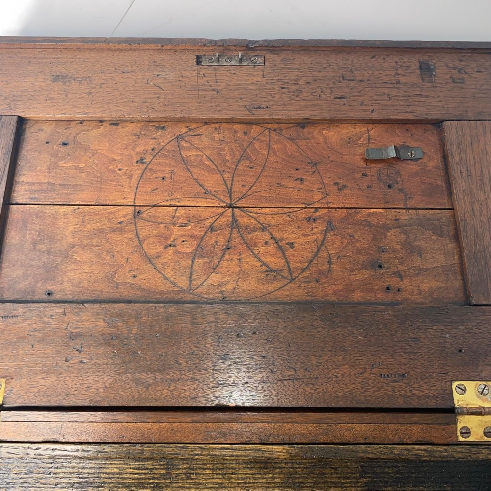 Antique Primitive Raised Panel 21 Inch Carpenter's Tool Chest Trunk
