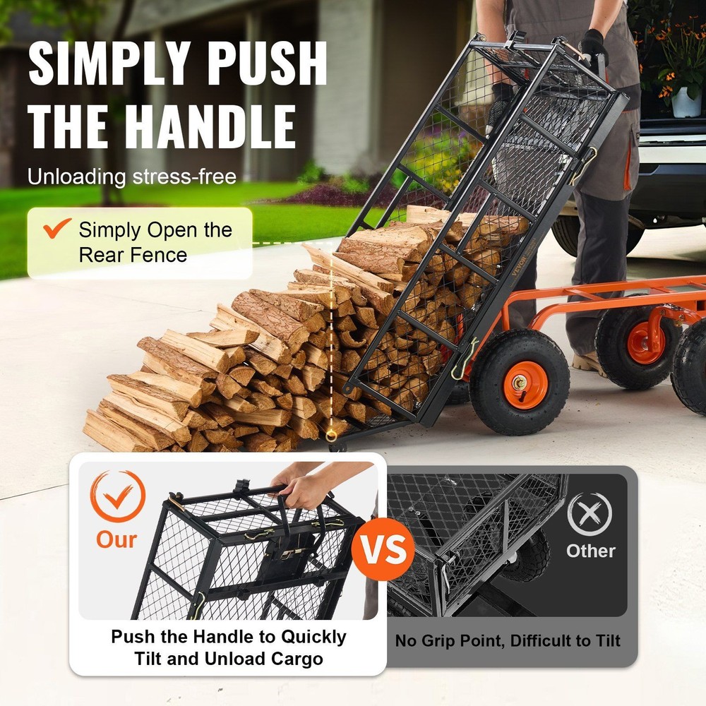 880lb Efficient-Load Dump Cart with 10in Wheels and Human-Centric Design