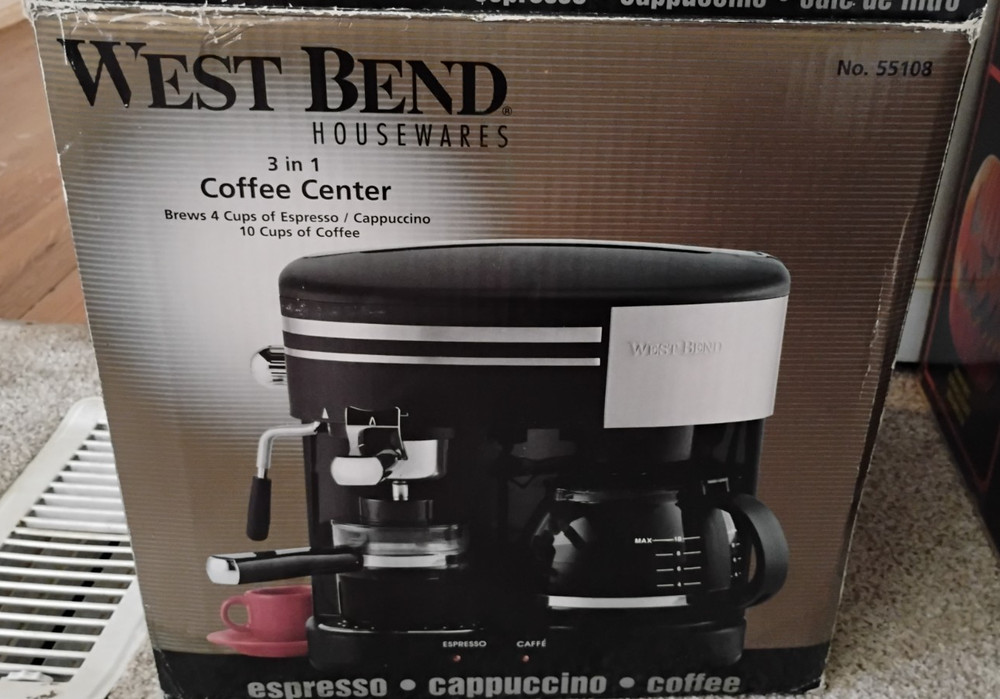 West Bend 3 in 1 Coffee Espresso Maker Black NEW Open Box