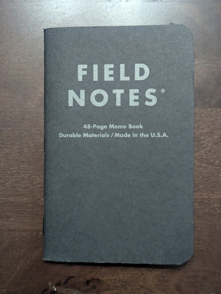 NEW Field Notes Memo Book - "Pitch Black" - Dot Grid- Single Pack