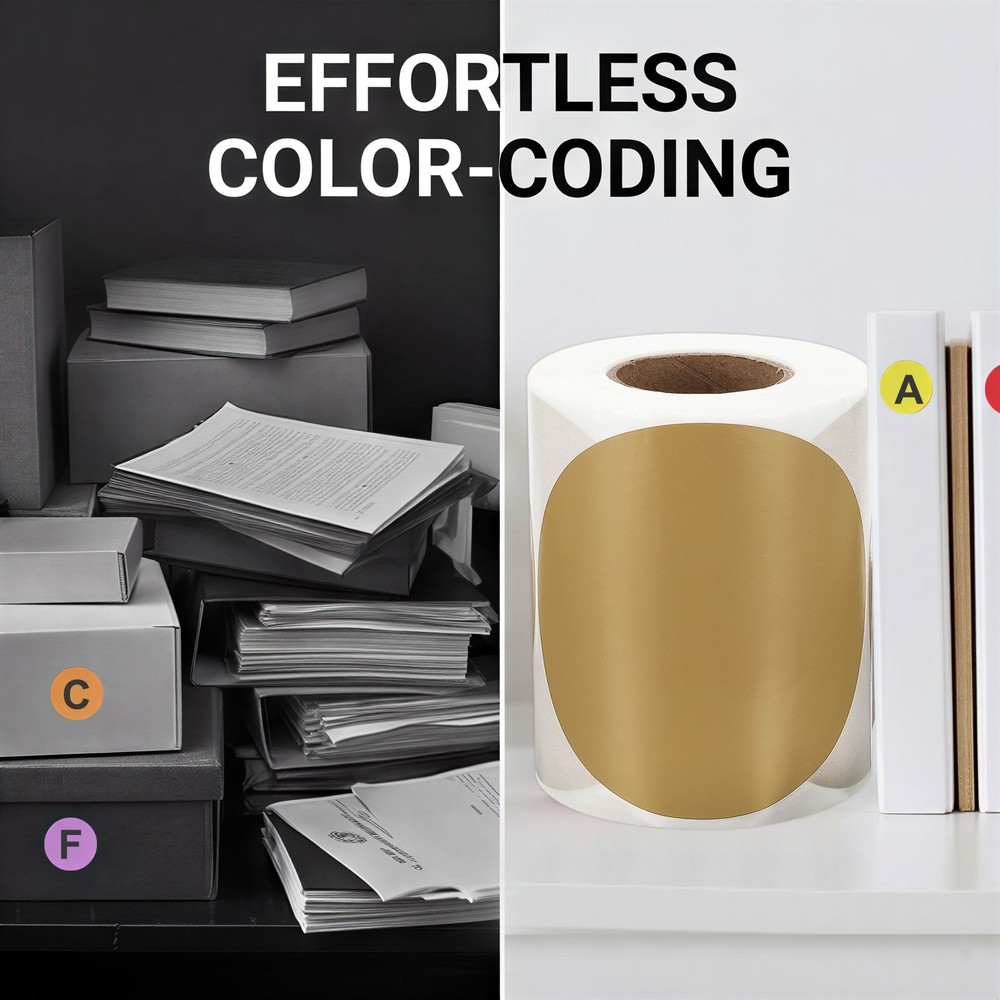 300Pcs Colored Dot Thermal Labels (Brown, 4 Inch)
