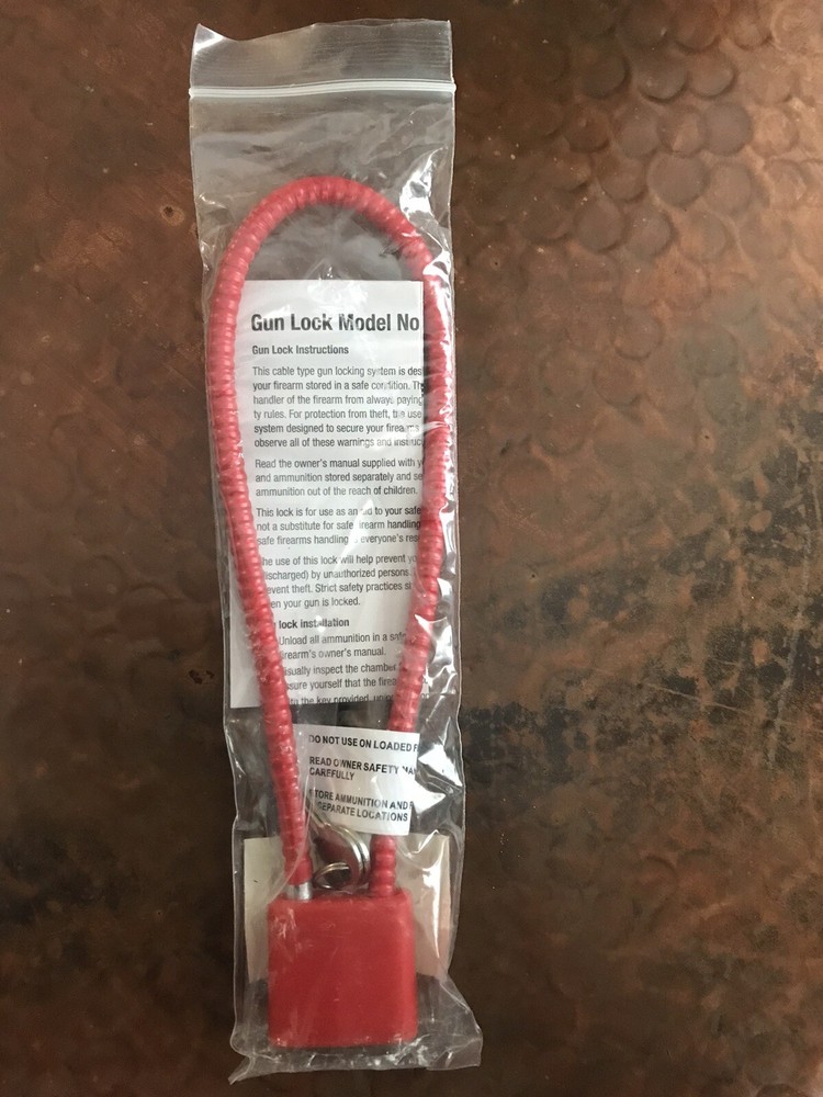 NEW Red Gun Cable Lock 6.5" Cable  2 Keys