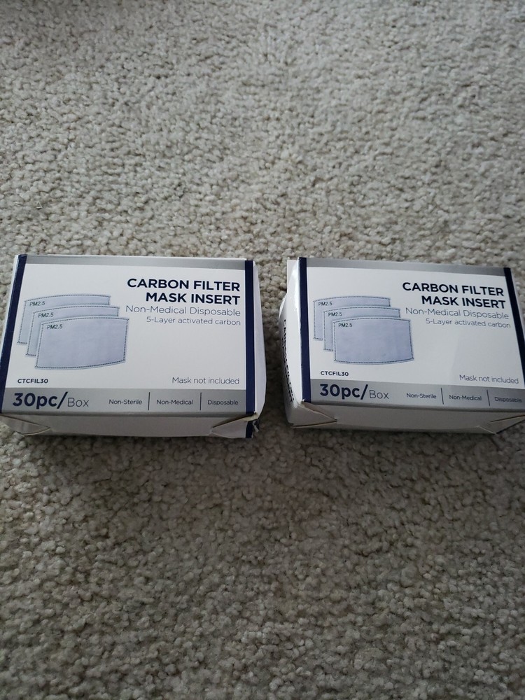 ICU Carbon Filter Mask Insert 5 Layer activated Carbon - 30ct  2 boxes Brand New