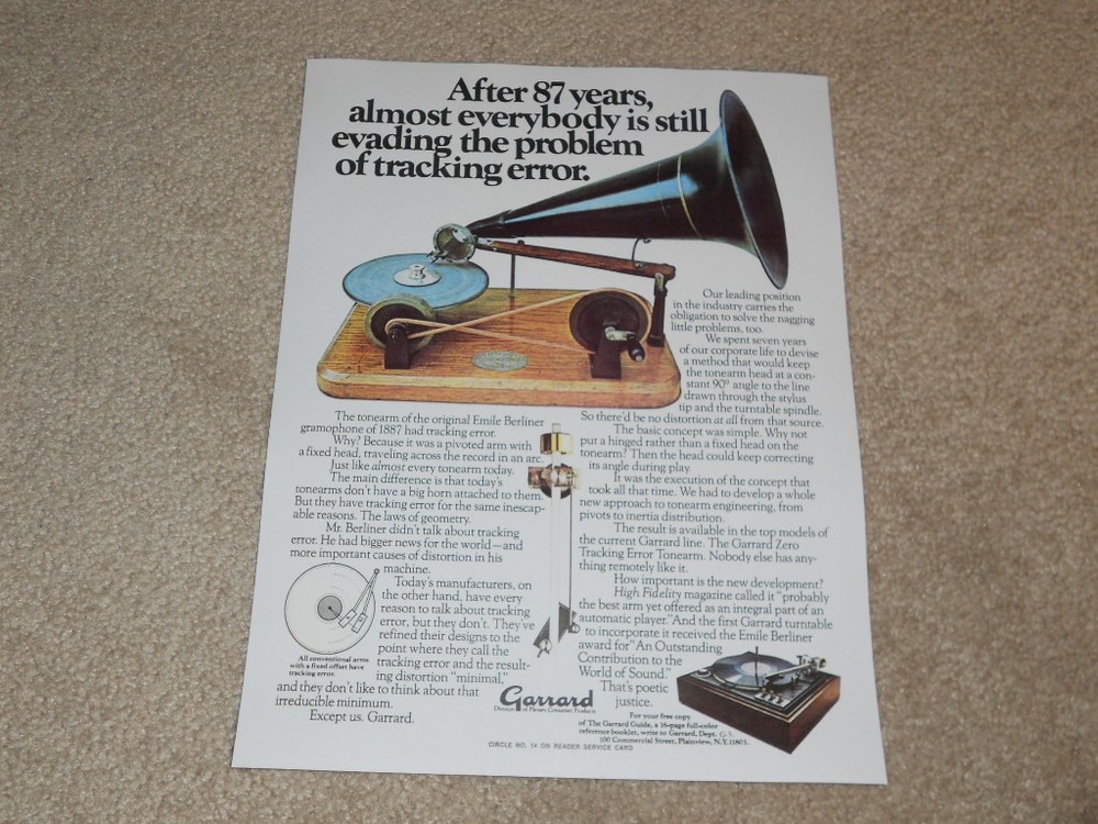 Garrard Zero 100 Turntable/Changer Ad, 1973, 1 pg, Article