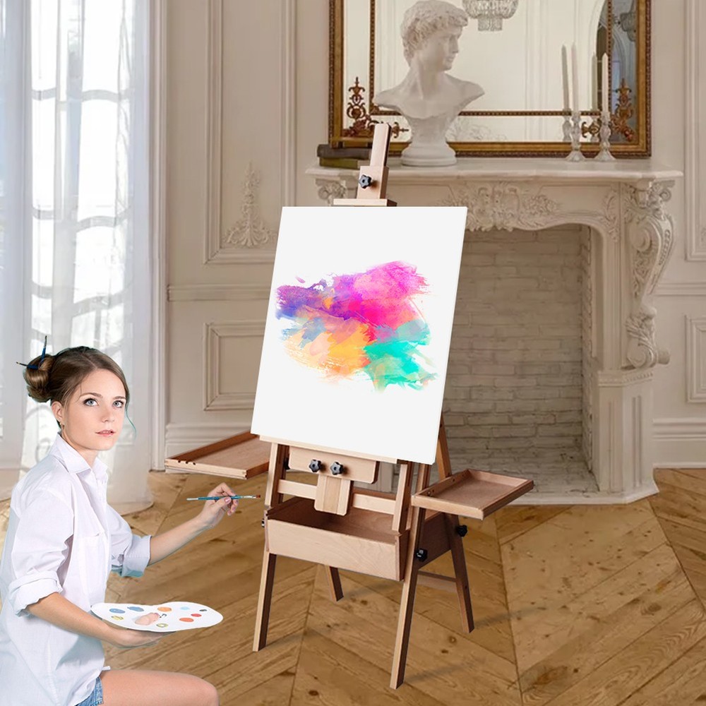 Beech Multifunctional Easel Foldable Flat Easel Drawing Board Easel for Painting