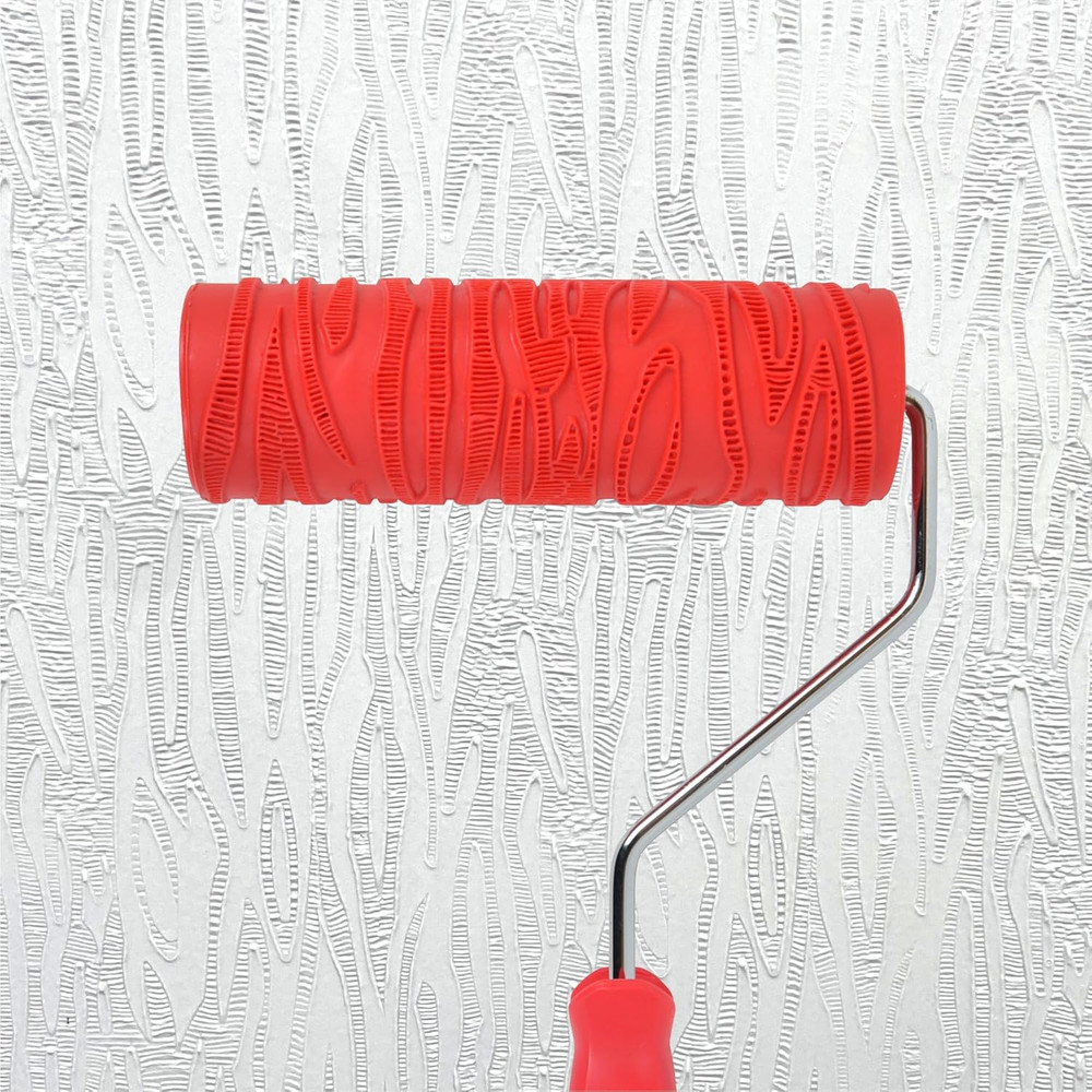 8'' Patterned Paint Roller for Wall Decoration Classic Texture Rubber Roller Dec