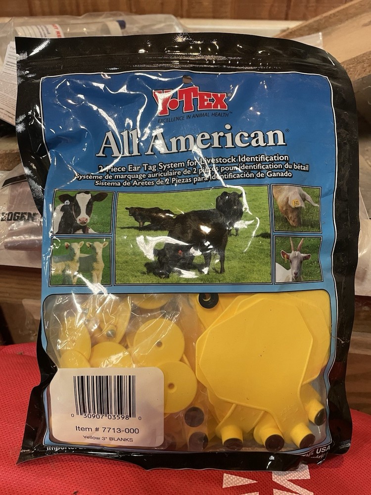 Y-Tex 3 Star Medium Blank Cattle Ear Tags 25 Count Yellow