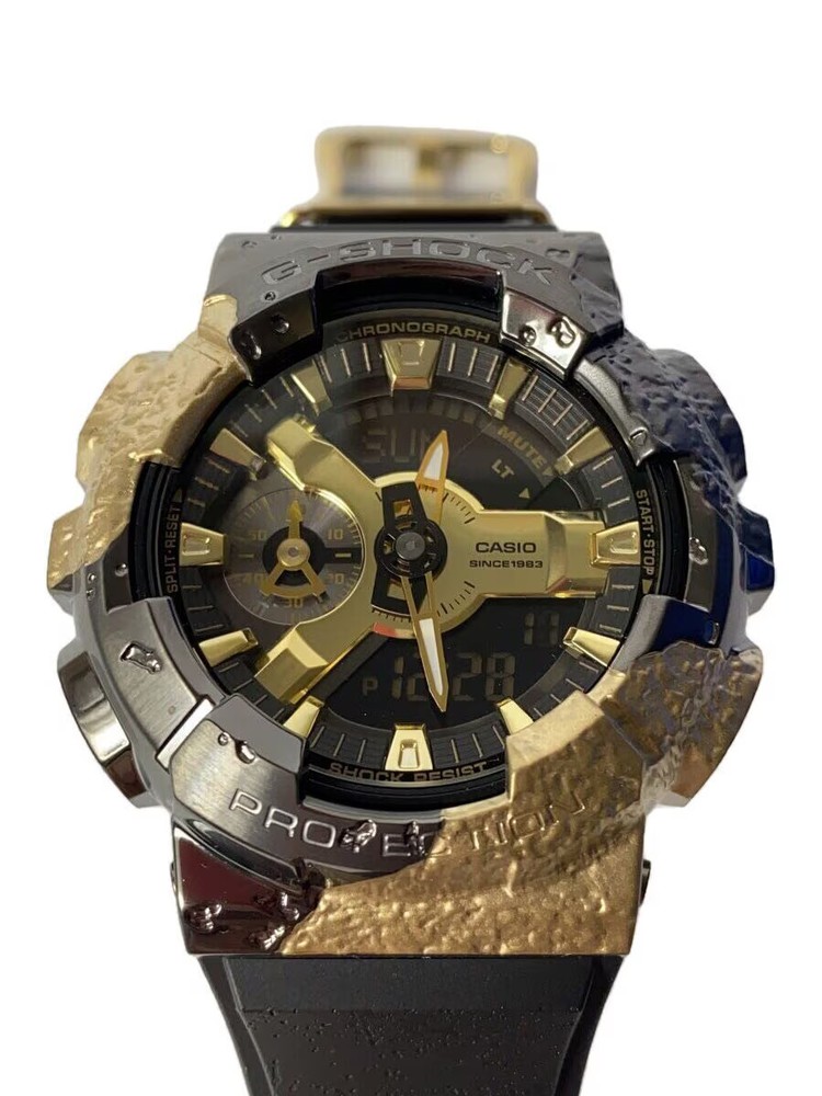 CASIO Quartz Watch G SHOCK Digital Analog Rubber GLD BLK SS