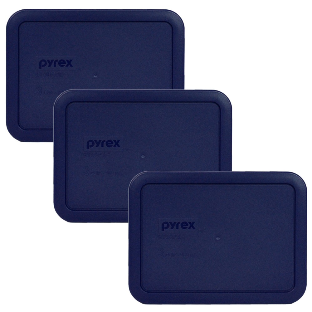 Pyrex 7210-PC 3 Cup Blue Rectangular Storage Lid Cover for Glass Dish 3PK New