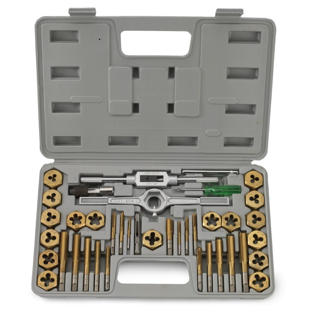 40 Pc Titanium Tap And Die Tool Set SAE Fine Standard
