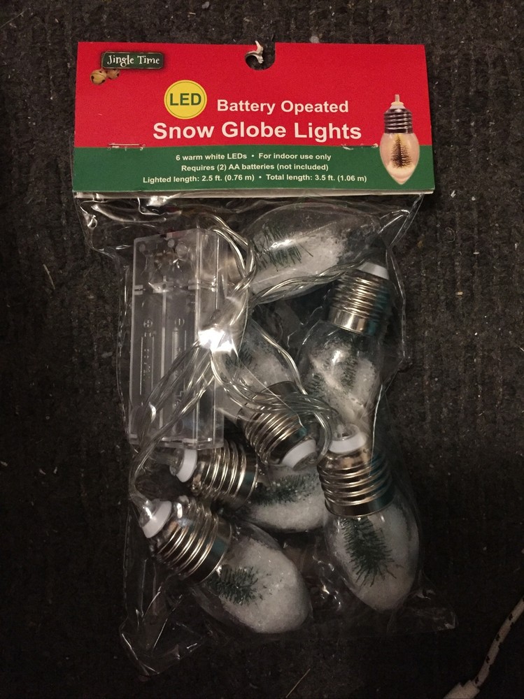 LED Snow Globe Bulb Christmas Tree String Lights Set battery operated NEW